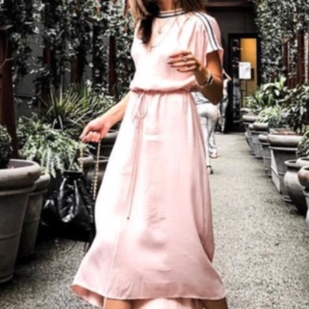 New Zara pink contrasting detail dress small 2 4